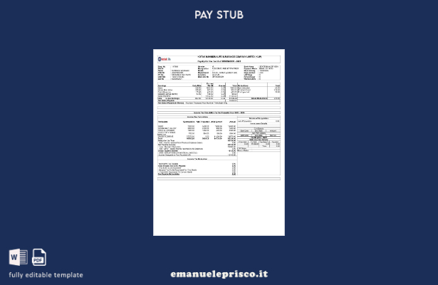 modello di busta paga della compagnia di assicurazioni sulla vita Kotak in stile
